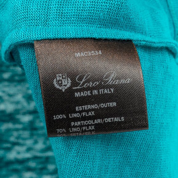 Loro Piana Blue Linen Short-Sleeve T-Shirt - Picture 7 of 8